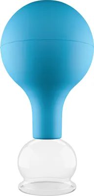 Produktbild von Pulox Schröpfglas aus Echtglas inkl. Saugball - 3,2 cm in Blau