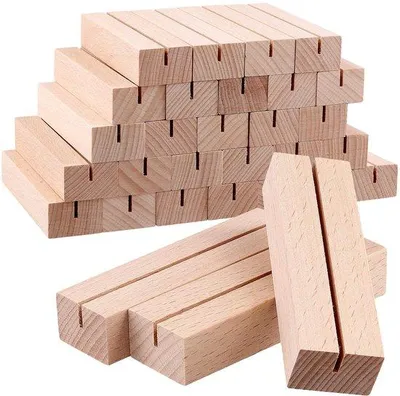 Zdjęcie produktu dla Zestaw drewnianych stojaków na kartki, 30 sztuk, 10 x 3 x 2 cm, na wesela