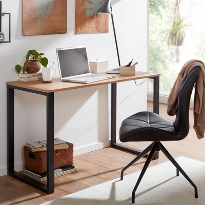 Zdjęcie produktu dla FineBuy biurko dębowe czarne 120x60x76 cm stół biurko komputerowe