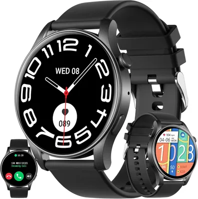 Produktbild von Smartwatch mit Telefonfunktion, 1,43” AMOLED 5ATM Fitnessuhr Taschenlampe Schrittzähler Herzfrequenz, SpO2, Sportuhr Aktivitätstracker für Android iOS