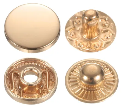 60 Druckknöpfe 10 mm gold, Legierung, für Taschen & Leder