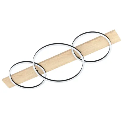 Produktbild von Deckenleuchte Eglo Boyal LED Deckenlampe Holz natur Schwarz Weiß 3 x 12 W