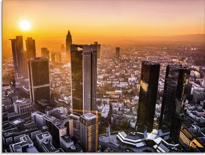 Produktbild von ARTland Glasbild Frankfurt am Main Panorama I Größe: 60x45 cm