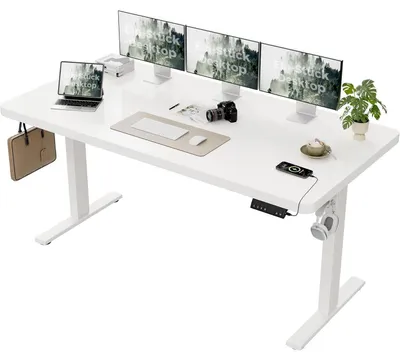 Immagine prodotto di Scrivania regolabile in altezza, dimensioni 160x80 cm, colore bianco, con 2 motori e 3 memorie