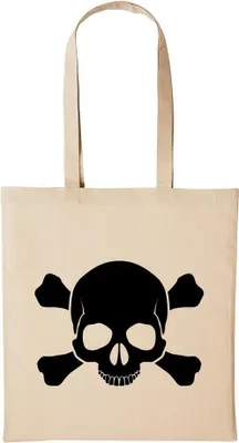 Produktbild von Huuraa Baumwollbeutel Totenkopf Geschenk Einkaufstasche Natural 10 Liter Baumwolle Totenkopf Accessoire
