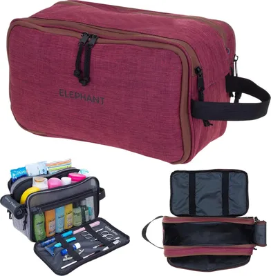 Produktbild von Kulturbeutel Kulturtasche gross viele Fächer Kosmetiktasche gross Reise Sauna Sport Freizeit Tasche Elephant Travel Washbag XL 13028 Rot Bordeaux