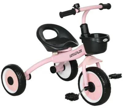 Imagen del producto de Triciclo para niños con cesta y timbre | Color: Rosa | Dimensiones: 50x70,5x58 cm