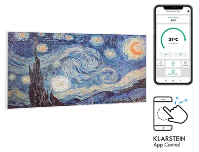 Obrázek produktu pro Klarstein Infračervený ohřívač s termostatem, elektrický ohřívač 700 W, infračervený ohřívač smart home pro montáž na zeď, IR s ovládáním pomocí aplikace IoT/WiFi, plochý ohřívač odolný vůči vlhkosti, nástěnný ohřívač bez CO2