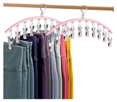 Produktbild von Legging-Organizer für Schrank, Metall-Yogahosen-Kleiderbügel mit 10 Clips, platzsparender Hängeschrank-Organizer und Aufbewahrung (2 Stück)