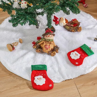 Image de Couvre-sapin de Noël Vigevee, 122 cm, en peluche, avec fermeture velcro, décoration de Noël