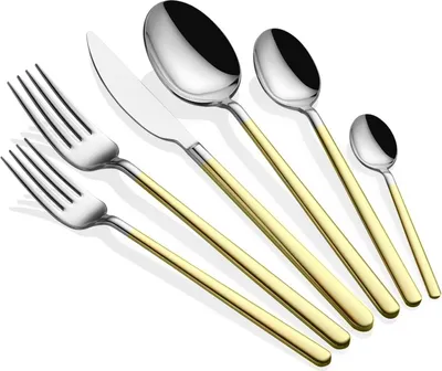 Obrázok produktu pre Hermia Concept, Allegra - Gold, Silver, sada príborov (36-dielna), zlatá, 100 % Nerezová oceľ, 21,6 cm