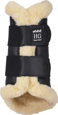 Produktbild von Sehnenschoner Gamaschen HorseGuard mit Kunstfellfutter Gamaschen in L & Weiß