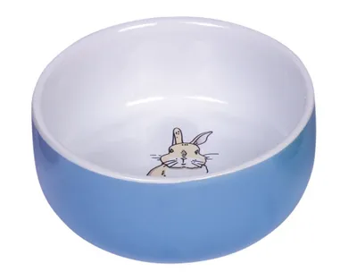 Produktbild von Nobby Nager Keramik Napf "Rabbit" blau/weiß  Ø 11cm x 4,5 cm