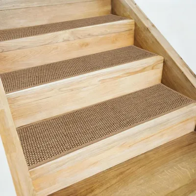 5 Antirutsch-Treppenstufen, 20x55 cm, beige, selbstklebend