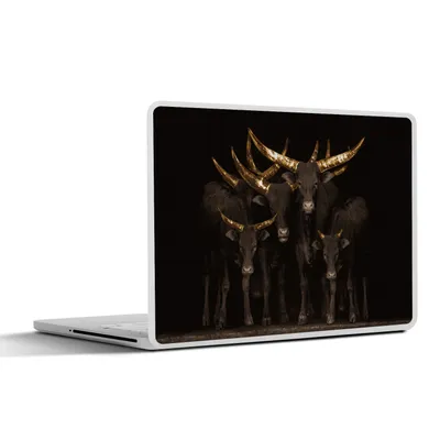 Produktbild von MuchoWow® Laptop Aufkleber Sticker Cover Kühe - Hörner - Gold 40x30 cm - Laptop Dekoration - Selbstklebend
