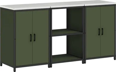 Produktbild von vidaXL Aufbewahrungsset für die Küche mit Regal 3 pcs Olive Grün