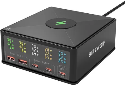 Produktbild von 160W 5-Port USB PD Ladestation Dual USB-A QC3.0 + Dual PD65W Typ-C + 65W Typ-C PD3.0 mit 15W 10W 7.5W 5W Wireless Schnellladegerät