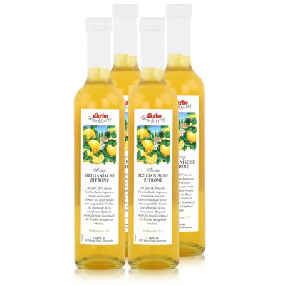 Produktbild von Darbo Sizilianische Zitrone Sirup 500ml - Cocktails Kaffeesirup (4er Pack)