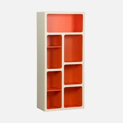 Produktbild von sweeek - Organisches Bücherregal mit zweifarbigem Holzdekor, 8 Fächer - Orange