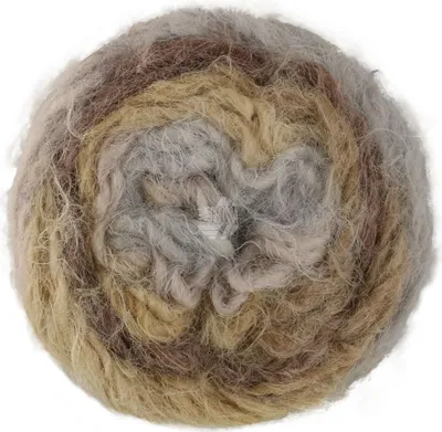 A ball of yarn with multiple colors.