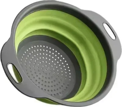 Obrázek produktu pro CHPN – Skládací síto – Skládací sítko – Silikon – 20 cm – Zelená/Šedá! – Síto na kempování – Skládací síto