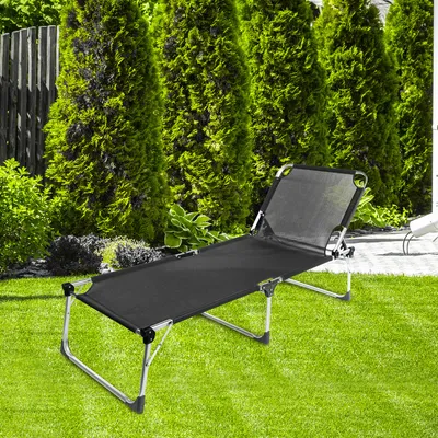 Produktbild von Sonnenliege - Dreibein - 207 x 69,5 x 38,5cm - Schwarz