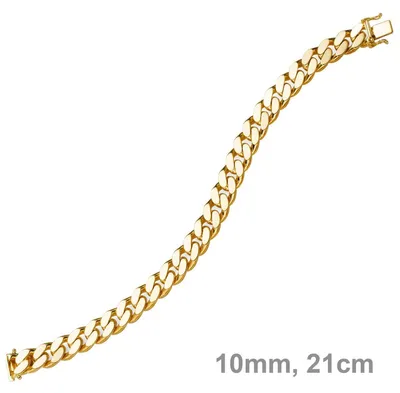 Produktbild von 10mm breites Armband Armkette Panzerarmband 585 Gold Gelbgold 21cm
