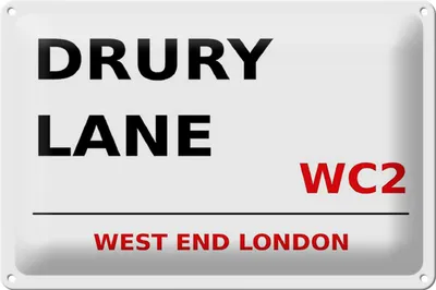 Produktbild von Blechschild London 30x20cm west end Drury Lane WC2