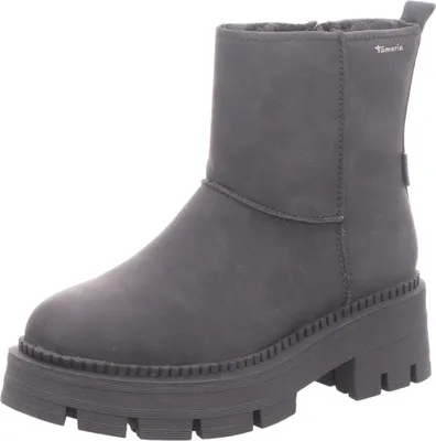 A single gray boot is shown against a white background.