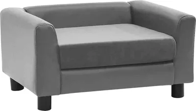 Obrázok produktu pre vidaXL Pohovka pre psov šedá 60x43x30 cm Plyš a umelá koža