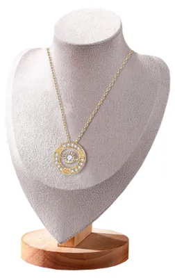 Schmuck-Büsten-Displayständer aus Samt, Beige, 26 cm