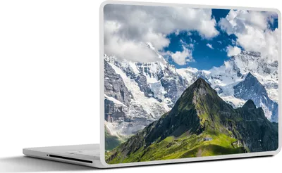 Produktbild von MuchoWow® Laptop Aufkleber Sticker Cover Blick auf Mönch und Jungfrau am Schweizer Eiger 40x30 cm - Laptop Dekoration - Selbstklebend