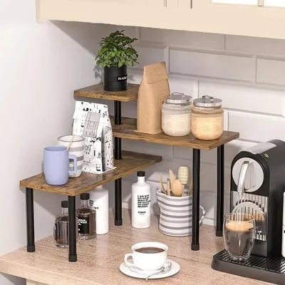 Produktbild von Regal für Küchenutensilien, Regal für Gewürzflaschen, Schreibtischregal, Eckregal, verstellbares, multifunktionales Regal