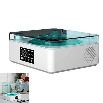 Produktbild von Bluetooth-Vinyl-Plattenspieler mit Wasserwellenlicht, 1500 mAh Akku,7 Natur-White-Noise-Modi, 3 Lichtfarben–ideal für Party & Ambient-Musik