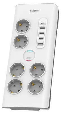 Imagen del producto de Protector contra sobretensiones Philips SPN7060WA/58, blanco, 2 metros