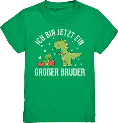 Produktbild von Dinosaurier Großer Bruder T-Shirt – Kelly Green / 134/146 (9-11)