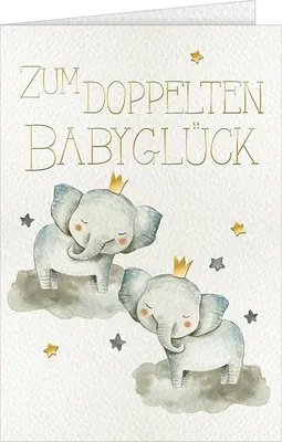 Produktbild von Geburt Zwillinge Glückwunschkarte mit Briefumschlag Zum doppelten Babyglück