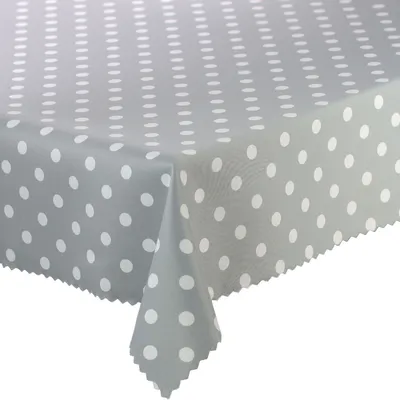 Zdjęcie produktu dla Obrus plamoodporny w kropki szary 130x180 cm