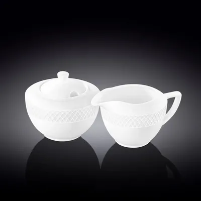 Image de Ensemble 2 pièces Wilmax pour sucre et crème, porcelaine blanche WL-880112/2C