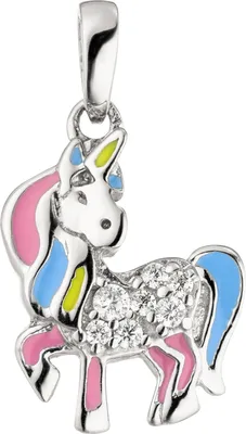 Produktbild von JOBO Kinder Anhänger Einhorn 925 Sterling Silber rosa hellblau 7 Zirkonia