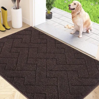 Obrázok produktu pre Podlahová rohož do interiéru, 80 x 120 cm, tmavohnedá, umývateľná, protišmyková