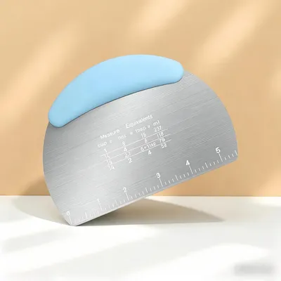 Immagine prodotto di Raschietto per impasto in acciaio inossidabile con scala di misurazione, 16 cm, colore blu