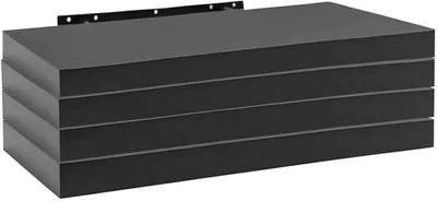 Obrázek produktu pro Sada čtyř nástěnných polic, závěsných polic z MDF | Černá barva | 60 x 22,9 x 3,8 cm
