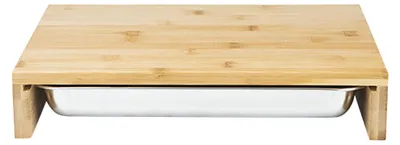 Image de Planche à découper en bambou Planche en bois avec bol en acier inoxydable L38xP27xH7cm