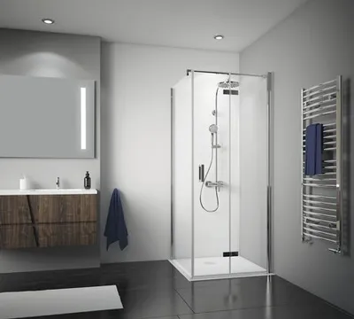 Produktbild von Drehfalttür für Seitenwand Breuer Panorama 100 cm Anschlag links Klarglas Profilfarbe chrom