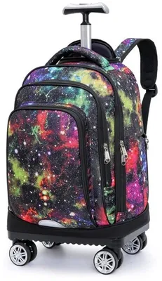 Rucksack mit Rollen - Trolley Rucksack - Schultasche für Teenager - Laptoptasche - Wasserdichtes Oxford-Gewebe - 34x21x46 cm