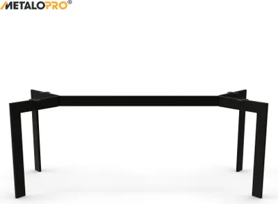 A black metal table base with four legs, shown from the front on a white background.