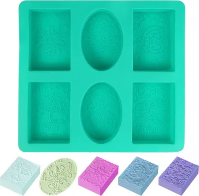 Produktbild von Silikonform Seifenformen, 6 Hohlräume Silikonform Oval und Rechteckig