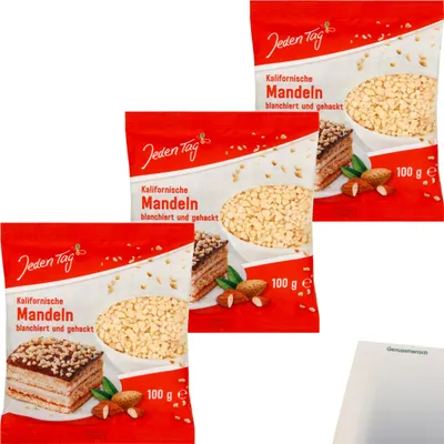 Produktbild von Jeden Tag Mandeln gehackt 3er Pack (3x100g Packung) + usy Block