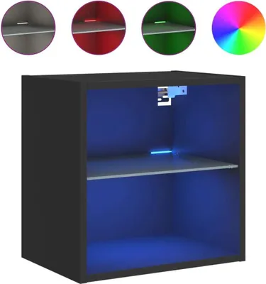 Produktbild von vidaXL Wand-Nachttisch mit LED-Leuchten Schwarz